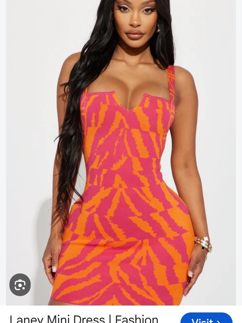 Fashion Nova Pink & Orange Zebra-Print Bodycon Mini Dress